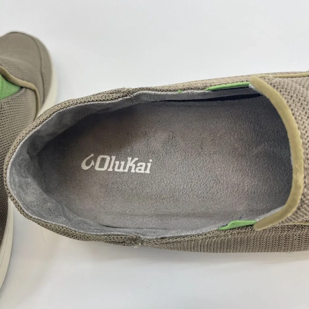 Olukai Mens Size 13 Nohea Mesh Brown Taupe Slip On Casual Comfort Shoes
